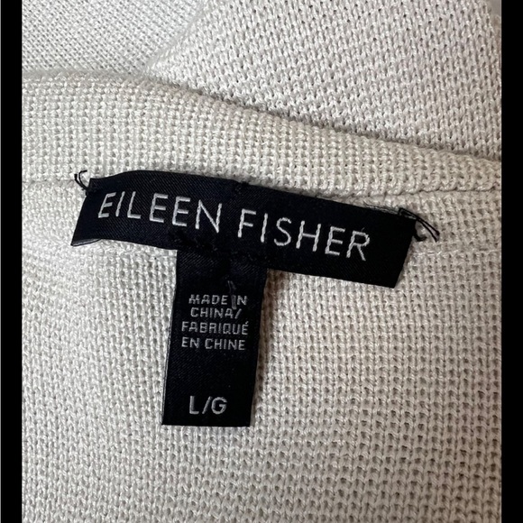 EILEEN FISHER Cardigan Sweater Duster Long Ivory White Silk Organic Open Large - Picture 6 of 7